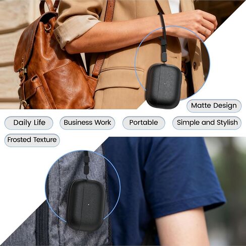 حافظة JIELIELE لجهاز AirPods Pro 3، غطاء جلدي متوافق مع Airpods Pro الجيل الثالث (2025)، حافظة واقية كاملة من السقوط مع حبل، تدعم الشحن اللاسلكي، مصباح أمامي LED مرئي باللون الأسود in Kuwait