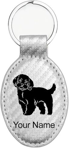 LaserGram Oval Keychain, Maltese Dog, Personalized Engraving Included in Saudi Arabia