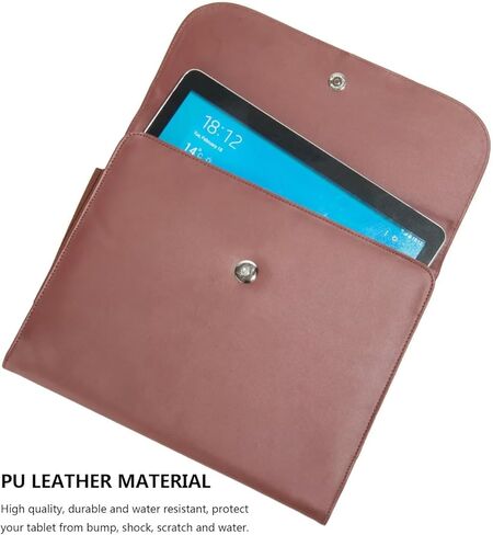 Slim Brown Faux Leather Tablet Sleeve for 10 Inch Tablets, Magnetic Closure Protective Cover for Men and Women in Saudi Arabia