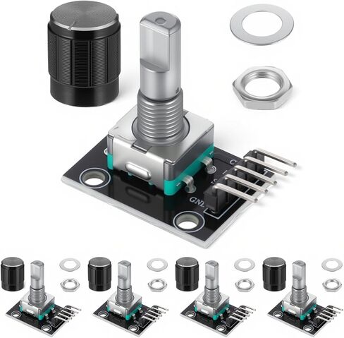 5 PCS KY-040 Rotary Encoder Module, 360 Degree Rotary Encoder 15 x 16.5 mm with Knobs Cap Brick Sensor Modules for Electric Fan Light Control etc, Black in Saudi Arabia