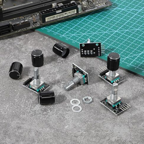 5 PCS KY-040 Rotary Encoder Module, 360 Degree Rotary Encoder 15 x 16.5 mm with Knobs Cap Brick Sensor Modules for Electric Fan Light Control etc, Black in Saudi Arabia