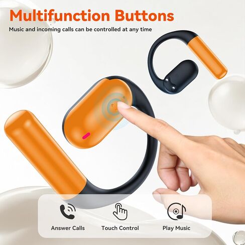 Bone Conduction Headphone Wireless Bluetooth 5.4, 0.8g Sleep Earbuds with HD Mic/Touch Control/Clear Calls, Open Ear Headphones with Earhook for Cycling Yoga Workouts(Black) in Kuwait