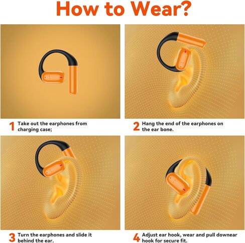 Bone Conduction Headphone Wireless Bluetooth 5.4, 0.8g Sleep Earbuds with HD Mic/Touch Control/Clear Calls, Open Ear Headphones with Earhook for Cycling Yoga Workouts(Black) in Kuwait