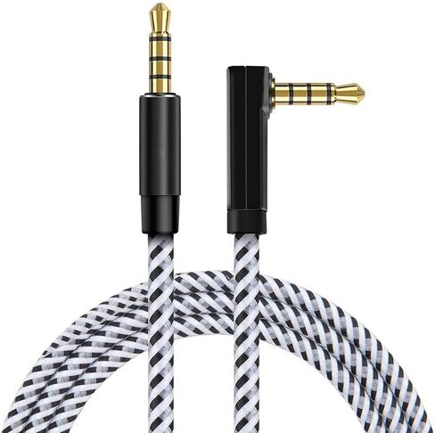 3.5mm Audio Cable(3FT/0.9M), 90 Degree Right Angle 4-Conductor TRRS 3.5mm Stereo Aux Cable with Microphone for Car Headphones,Speaker, Tablets, Laptops, Phones in Saudi Arabia