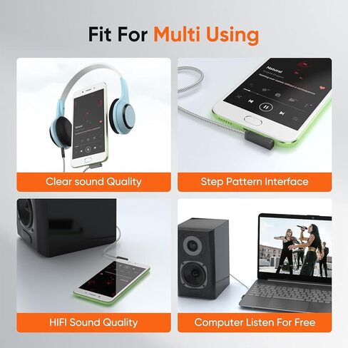 3.5mm Audio Cable(3FT/0.9M), 90 Degree Right Angle 4-Conductor TRRS 3.5mm Stereo Aux Cable with Microphone for Car Headphones,Speaker, Tablets, Laptops, Phones in Saudi Arabia