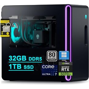 Dell Alienware Aurora ACT1250 Gaming Desktop Intel 20-core Ultra 7 265F (Beats i7-14700) 32GB DDR5 4TB SSD GeForce RTX 5070 Ti 16GB GDDR7 DLSS4 1000W PSU Liquid Cooler for Gaming AI Win11Pro ICP Hub in Kuwait