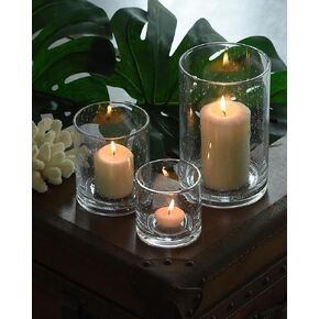 ARIAMOTION Candle Holder Set of 3 Modern Green Bubbles Glass Cylinder vase Flower Pillar Votive Table Centerpiece Home Kitchen Coffee bar 8" 5" 3.5" Height in Kuwait