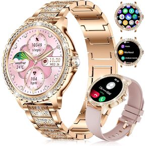 Smart Watches for Women, 1.32" HD Smartwatch Women with Bluetooth Call/Notification, IP67 Waterproof Fitness Watch with Sports Tracking/Sleep Monitor Compatible with Android iOS Phone, Gold in Saudi Arabia