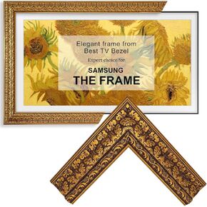 Antique Gilded Walnut TV Frame (32'',43",50",55",65", 75",85"), Compatible ONLY with Samsung The Frame TV and Pro (Fits 2021-2025,2025 Pro LS03A/B/C/D/FA/FW) (Patina Gold Walnut, 55LS03) in Saudi Arabia