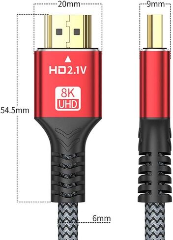 حزمة واحدة من كابل HDMI 2.1 8K بطول 6.6 قدم، وسلك HDMI رفيع للغاية بسرعة 48 جيجابت في الثانية، in Saudi Arabia