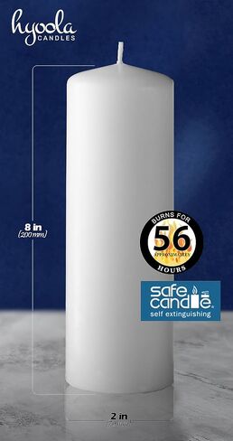 شموع عمودية بيضاء من Hyoola 2x7.62 سم - شموع عمودية غير معطرة - مجموعة من 4 - صناعة أوروبية in Kuwait