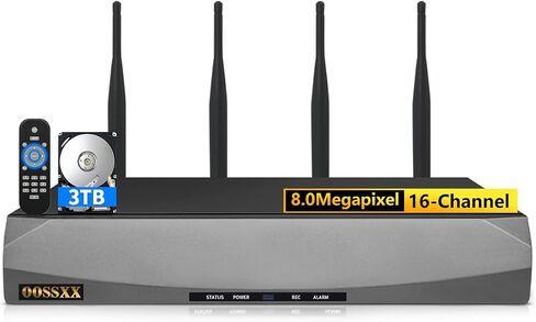 OOSSXX 5.0 Megapixel 10-Channel Wireless NVR Network Video Recorder, Supports up to 10 x 5MP Wireless IP Cameras, 2-Antennas Enhance WiFi, Max to 6TB (NO HDD Included) in Saudi Arabia