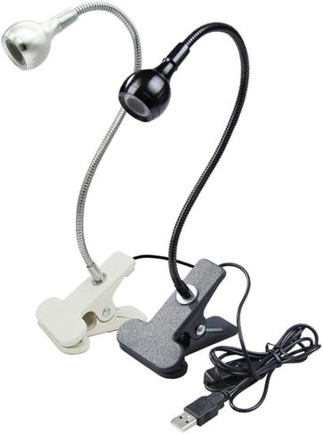LIFKOME 3W USB مصباح بمشبك مرن لحماية العين LED ضوء مع معقوفة لإضاءة طاولة السرير المنزلية والسفر باللون الأسود in Saudi Arabia