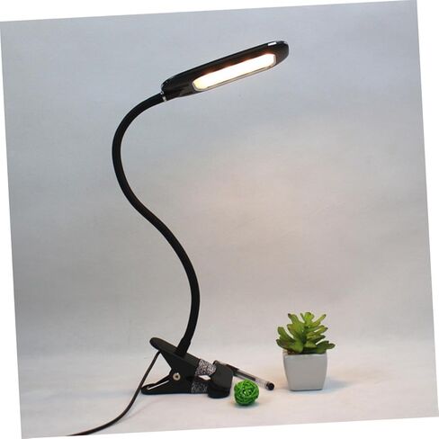 مصباح قراءة بمشبك USB LED للعناية بالعين، ضوء بمشبك مرن مع مستويات سطوع للسرير والسفر، ضوء كتاب محمول قابل لإعادة الشحن عبر USB باللون الأسود in Kuwait
