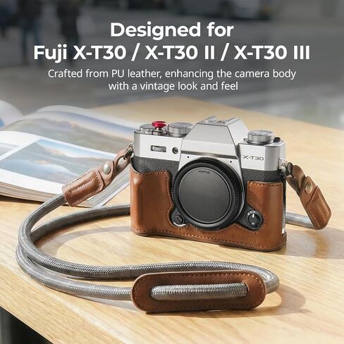 SMALLRIG X-T30 III Half Leather Case with Shoulder Strap for FUJIFILM X-T30 / X-T30 II/X-T30 III, Retro Style Camera Case with Aluminum Frame & Shutter Button Cap, Brown- 5670 in Saudi Arabia