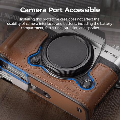 SMALLRIG X-T30 III Half Leather Case with Shoulder Strap for FUJIFILM X-T30 / X-T30 II/X-T30 III, Retro Style Camera Case with Aluminum Frame & Shutter Button Cap, Brown- 5670 in Saudi Arabia