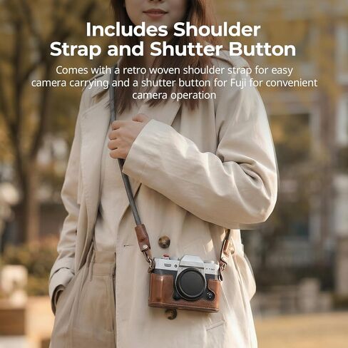 SMALLRIG X-T30 III Half Leather Case with Shoulder Strap for FUJIFILM X-T30 / X-T30 II/X-T30 III, Retro Style Camera Case with Aluminum Frame & Shutter Button Cap, Brown- 5670 in Saudi Arabia