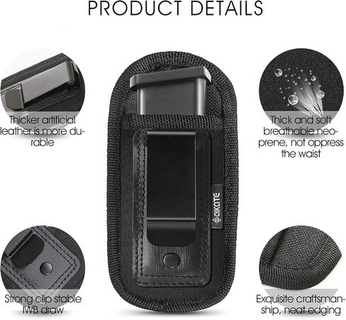 4-Pack Universal Magazine Holster Concealed Carry, IWB Handgun Mag Pouch, Single Double Stack Mags Holder Glock 17 19 26 43 Sig 1911 S&W M&P 9mm .40 .45 .380 Fits 7 10 15 Round Ammo Clips for Pistols in Saudi Arabia