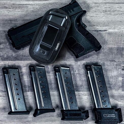 4-Pack Universal Magazine Holster Concealed Carry, IWB Handgun Mag Pouch, Single Double Stack Mags Holder Glock 17 19 26 43 Sig 1911 S&W M&P 9mm .40 .45 .380 Fits 7 10 15 Round Ammo Clips for Pistols in Saudi Arabia