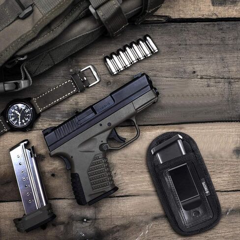 4-Pack Universal Magazine Holster Concealed Carry, IWB Handgun Mag Pouch, Single Double Stack Mags Holder Glock 17 19 26 43 Sig 1911 S&W M&P 9mm .40 .45 .380 Fits 7 10 15 Round Ammo Clips for Pistols in Saudi Arabia