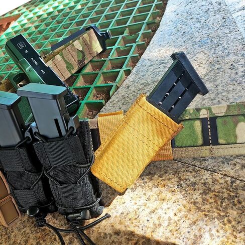 2 Packs Right-Handed 40º Angled Pistol Mag Pouch, Quick Release Tactical Double/Single 9MM Magazine Holder for 9mm, 40 Cal, 45 ACP, MOLLE/Battle Belt Compatible in Saudi Arabia
