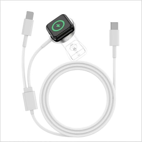 Charger Fast Charging Magnetic iWatch Charger with 6FT USB-C to Lig-ning Cable for iWatch Series Ultra/9/8/7/6/5 & Phone 14/13/12/11 in Saudi Arabia