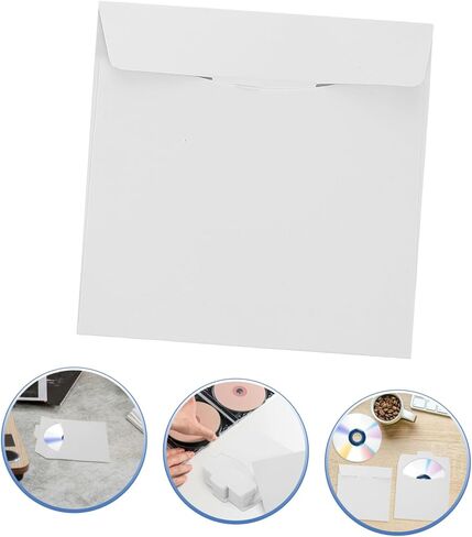 VOSAREA 50pcs CD Sleeves Paper Envelopes Sturdy Storage Holders for DVD CD Protective Design for Home and Travel Organization in Saudi Arabia