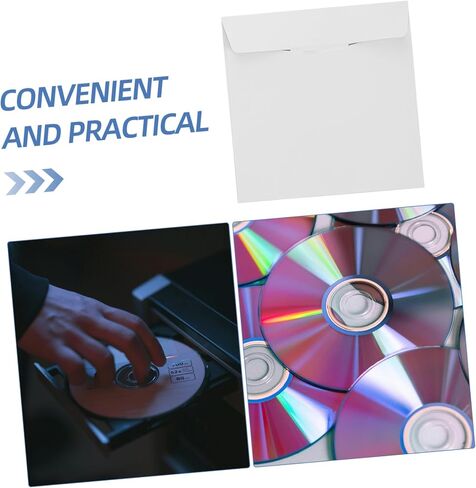VOSAREA 50pcs CD Sleeves Paper Envelopes Sturdy Storage Holders for DVD CD Protective Design for Home and Travel Organization in Saudi Arabia
