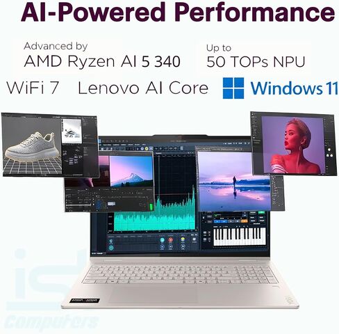 Lenovo Yoga 7 Gen 10 2-in-1 Business Laptop (16" FHD+ Touchscreen, AMD Ryzen AI 5 340 (> Intel i7-13620H), 16GB DDR5, 1TB SSD) Copilot+ PC, Backlit, Fingerprint, 1080p IR Webcam, Wi-Fi 7, Win 11 Home in Saudi Arabia