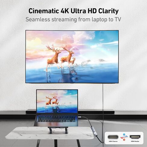 محول USB C إلى HDMI، محول USB من النوع C إلى HDMI [متوافق مع Thunderbolt 3/4] مع iPhone 15 Pro/Max، MacBook Pro/Air 2023، iPad Pro، iMac، S23، XPS 17، Surface Book 3 والمزيد in Saudi Arabia