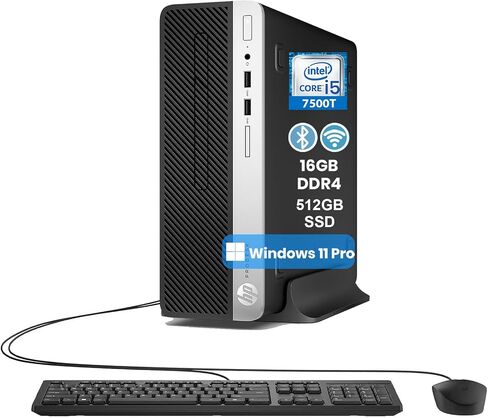 كمبيوتر مكتبي HP ProDesk 400 G4 SFF، كور i5-7500، ذاكرة الوصول العشوائي 16 جيجابايت، 512 جيجابايت SSD، واي فاي، بلوتوث، لوحة مفاتيح سلكية وماوس، ويندوز 11 برو (متجدد) in Saudi Arabia