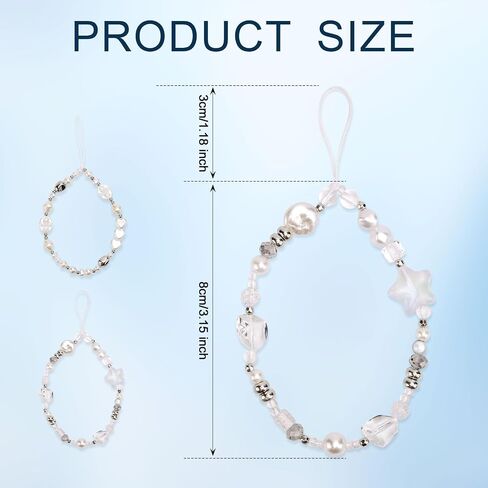 2pcs Beaded Camera Wrist Straps - Imitation Pearl and Crystal Phone Wristlet Chain, Charm Bracelet Lanyard Decoration for Wallet, Keychain in Saudi Arabia