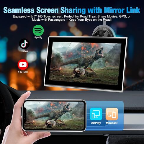 7" Wireless CarPlay Screen for Car - Apple CarPlay & Android Auto Touchscreen Stereo, HD Display with Bluetooth, GPS, Voice Control, Plug-and-Play FM/AUX/Mirroring in Kuwait
