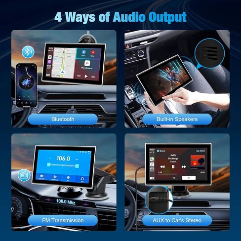 7" Wireless CarPlay Screen for Car - Apple CarPlay & Android Auto Touchscreen Stereo, HD Display with Bluetooth, GPS, Voice Control, Plug-and-Play FM/AUX/Mirroring in Kuwait