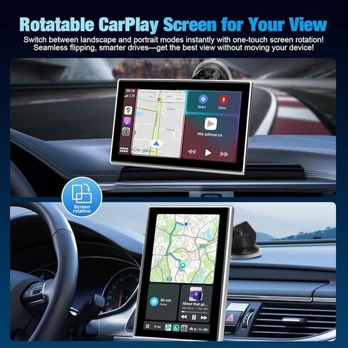 7" Wireless CarPlay Screen for Car - Apple CarPlay & Android Auto Touchscreen Stereo, HD Display with Bluetooth, GPS, Voice Control, Plug-and-Play FM/AUX/Mirroring in Kuwait