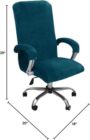 DKSLIPGO Velvet Office Chair Cover with Arm Covers Stretch Computer Desk Chair Covers Universal Boss Swivel Chair Covers Gaming Chair Covers (Large,White) in Saudi Arabia