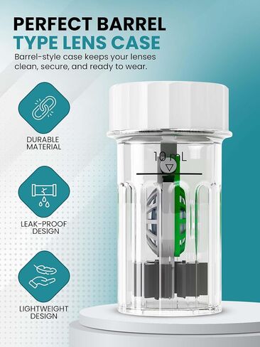 SPORTS WORLD VISION Hydrogen Peroxide Contact Lens Case (3 Pieces) Easy to Carry Vented Universal Protective Case, Barrel Shaped Contact Lens Cleaning Container for Everyday Use in Kuwait