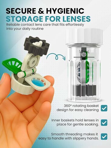 SPORTS WORLD VISION Hydrogen Peroxide Contact Lens Case (3 Pieces) Easy to Carry Vented Universal Protective Case, Barrel Shaped Contact Lens Cleaning Container for Everyday Use in Kuwait