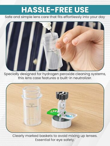 SPORTS WORLD VISION Hydrogen Peroxide Contact Lens Case (3 Pieces) Easy to Carry Vented Universal Protective Case, Barrel Shaped Contact Lens Cleaning Container for Everyday Use in Kuwait