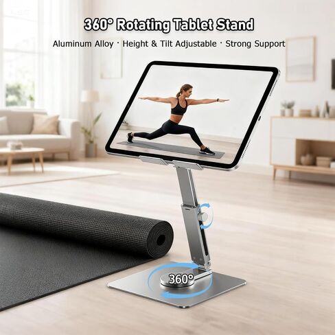 Tablet Stand, Height Adjustable with 360 Rotating Base - Desk Stand Holder, Rotating Display Stand for All 5.8-12.9" iPad Samsung Phone Tablet Kindle E-Reader and More in Saudi Arabia