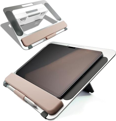Aluminum Tablet Stand for iPad Air Pro Samsung Galaxy Tab and More 9.7/10.2/10.9/11/13inch,Adjustable Portable Mountwith Wrist Rest & Pencil Holder,Drawing/Desk/Writing (Silver) in Saudi Arabia