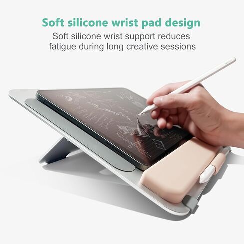 Aluminum Tablet Stand for iPad Air Pro Samsung Galaxy Tab and More 9.7/10.2/10.9/11/13inch,Adjustable Portable Mountwith Wrist Rest & Pencil Holder,Drawing/Desk/Writing (Silver) in Saudi Arabia