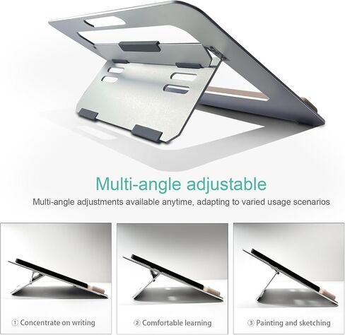 Aluminum Tablet Stand for iPad Air Pro Samsung Galaxy Tab and More 9.7/10.2/10.9/11/13inch,Adjustable Portable Mountwith Wrist Rest & Pencil Holder,Drawing/Desk/Writing (Silver) in Saudi Arabia