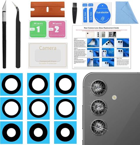 3 Pack Back Camera Lens Glass Replacement Kit Compatible with Galaxy S24 FE, with Tools & Instruction in Saudi Arabia