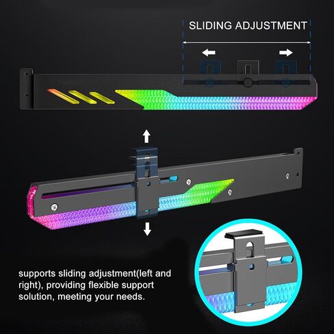 Adjustable RGB GPU Support Bracket, Stable Graphics Card Holder with Sliding Adjustment, Cool Light Effects, 3D Design for Desktop Graphic Card in Saudi Arabia