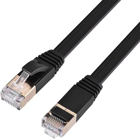 CHICIRIS Flat CAT7 RJ45 Patch LAN Cable for Stable Data Transfer for Modem, Router - 8m, Black (15m/49.2ft) in Saudi Arabia