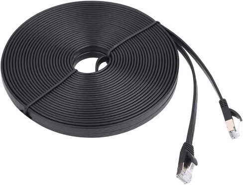 CHICIRIS Flat CAT7 RJ45 Patch LAN Cable for Stable Data Transfer for Modem, Router - 8m, Black (15m/49.2ft) in Saudi Arabia