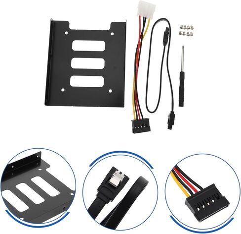 محول محول SSD مع دعامة تثبيت القرص الصلب، حامل خليج محرك معدني ثابت للكمبيوتر المكتبي، سهل التركيب، ملحق قفص القرص الصلب الداخلي in Kuwait