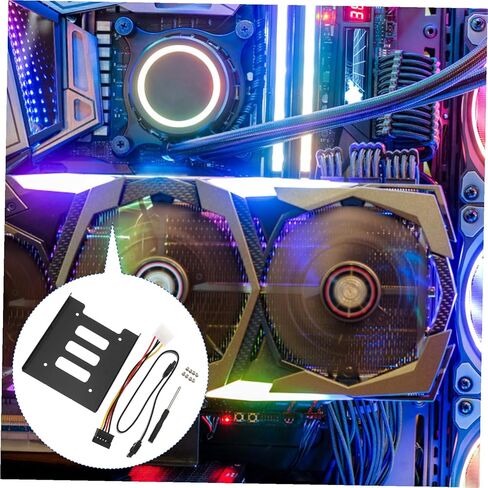 محول محول SSD مع دعامة تثبيت القرص الصلب، حامل خليج محرك معدني ثابت للكمبيوتر المكتبي، سهل التركيب، ملحق قفص القرص الصلب الداخلي in Kuwait