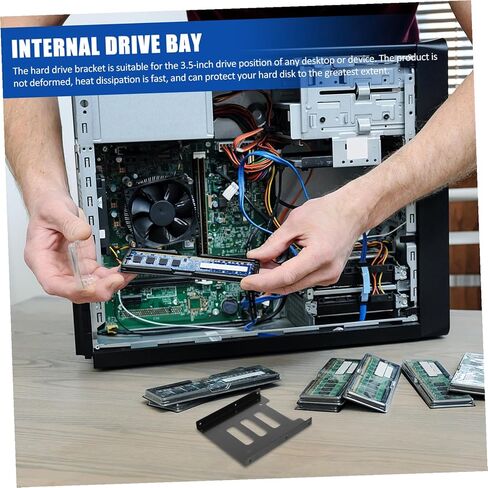 محول محول SSD مع دعامة تثبيت القرص الصلب، حامل خليج محرك معدني ثابت للكمبيوتر المكتبي، سهل التركيب، ملحق قفص القرص الصلب الداخلي in Kuwait